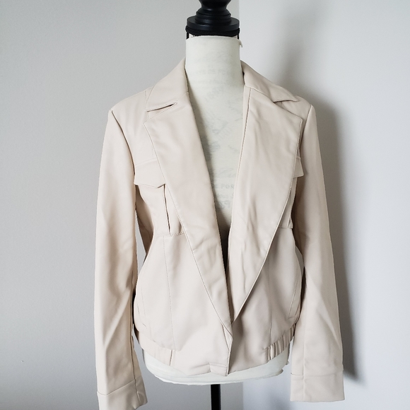 I.N.C international concepts womens faux leather jacket beige size medium - Picture 4 of 8